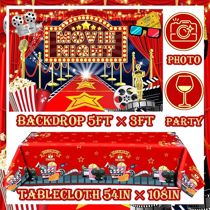 121pcs Movie Night Decorations Movie Theme Party Decorations Movie