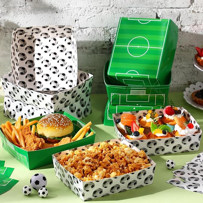 36 Pack Soccer Party Supplies Large 5 lb Soccer Plates Trays Bowls