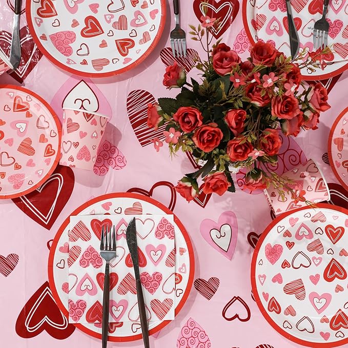 Valentines Day Decorations Party Supplies Set for 25 Disposable