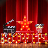7 Pcs 6.3 Movie Light up Letters Sign LED Movie Night Party