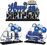 LINGTEER Happy 40th Birthday Blue Acrylic Table Topper Centerpieces
