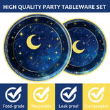 chiazllta 96 Pcs Starry Night Plates and Napkins Party Supplies Sweet