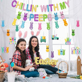 Easter Banner No DIY Glitter Colorful Chillin with My Peeps Banner
