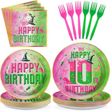96pcs Witch Birthday Decorations Pink and Green Witch Theme Paper