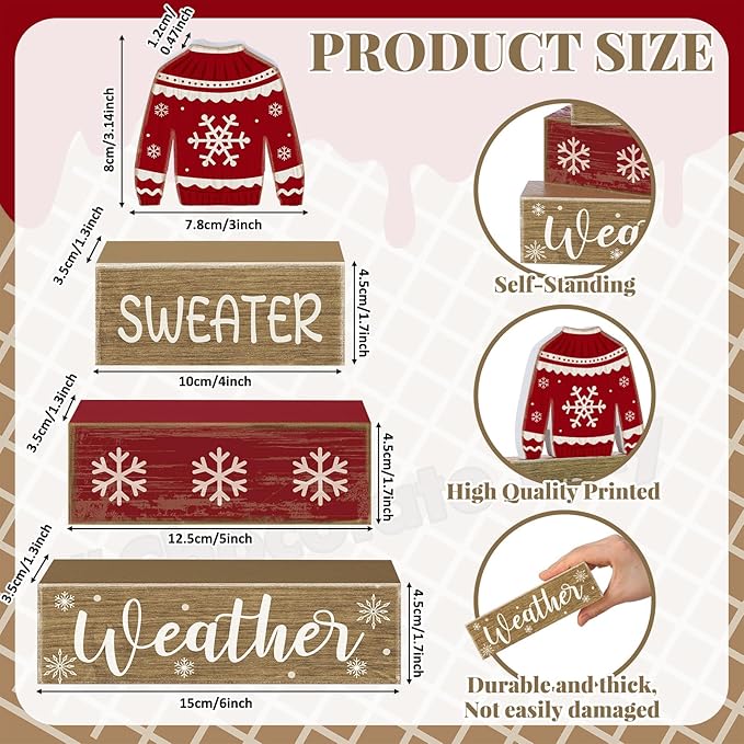4 Pcs Christmas Table Decorations Ugly Sweater Christmas Decor