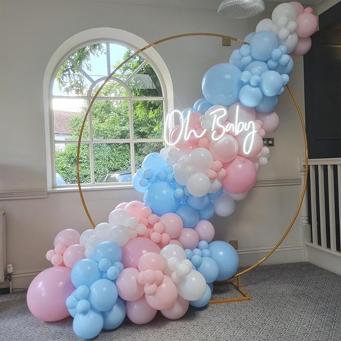 HILAVO Pink and Blue Balloons 12 Inch Pastel Light Baby Blue Pink