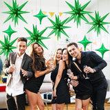 18 Pcs Green Star Balloons, Green Balloon with 6 Pcs 22-Inch