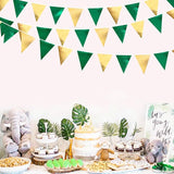 Green Gold Party Decorations Metallic Fabric Triangle Pennant Banner