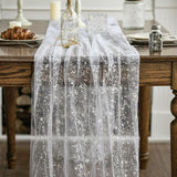 Artoid Mode 3Pcs White Silver Gauze Table Runner 120 Inch 10FT,