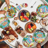 140Pcs Hawaiian Aloha Party Supplies Tableware Set Luau Tropical