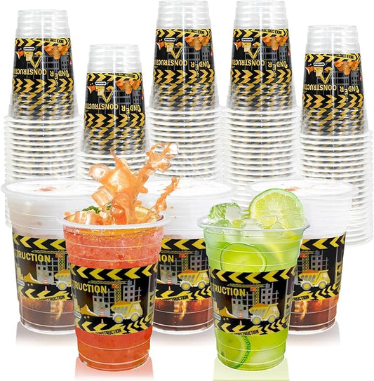 60 Pieces 16oz Construction Birthday Party Supplies Disposable