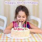 MTLEE Number 4 Birthday Candle with 12 Pcs Spiral Candles for Girls Ma