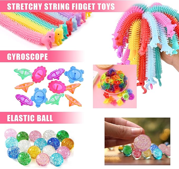 Unicorn Party Favor Goodie Rainbow Elastic Ball Bracelets Stickers
