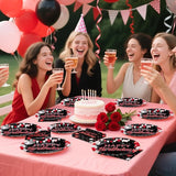 96Pcs Red and Black Birthday Party Decorations Valentine's Day Red
