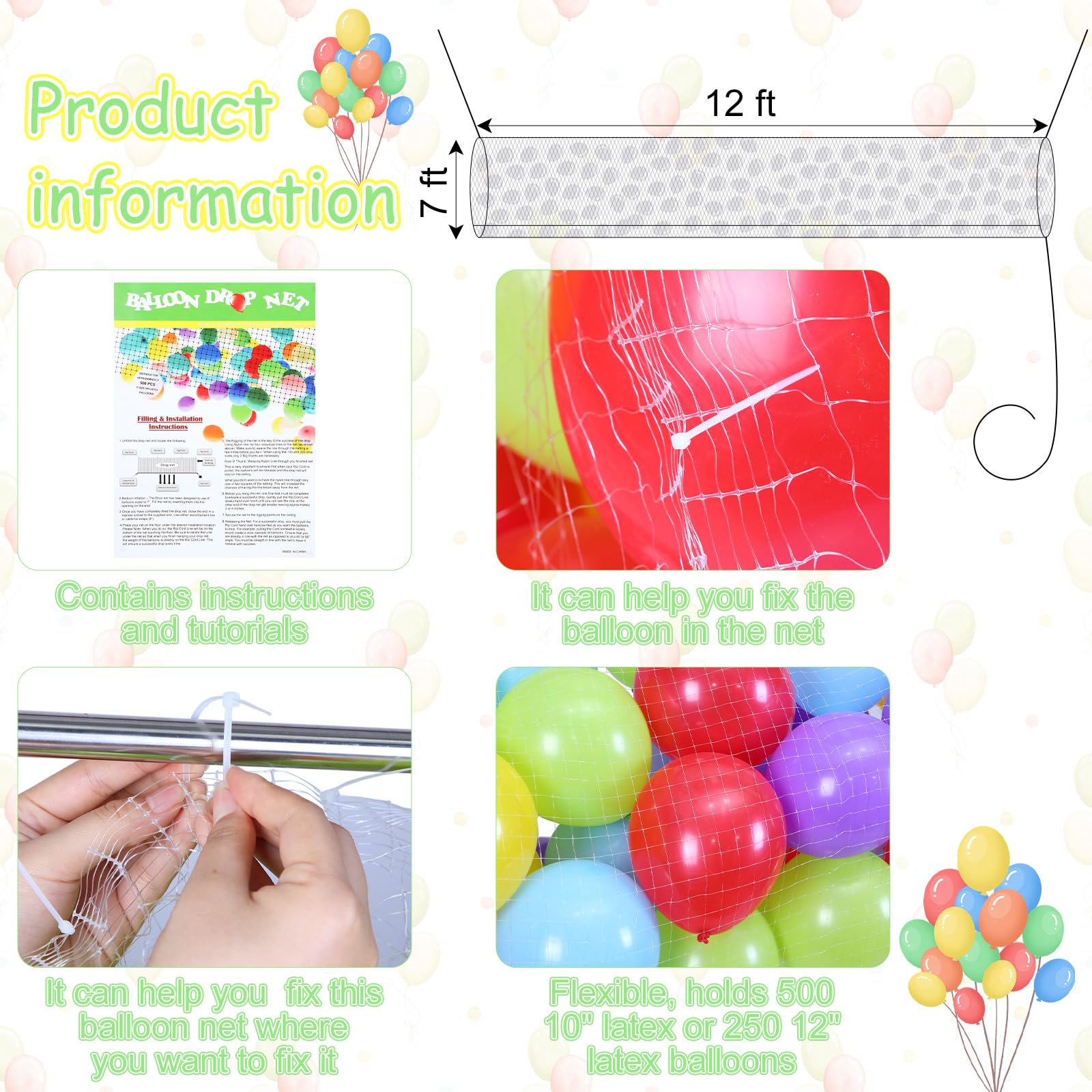 Haull Balloon Drop Net for Ceiling Release Wedding Birthday Balloon
