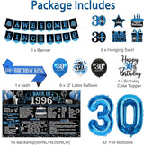 30th Birthday Decorations for Men 20PCS Black Blue Back in 1996