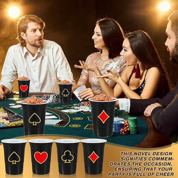 48 Pcs Casino Party Cups 16 oz Casino Theme Party Decorations