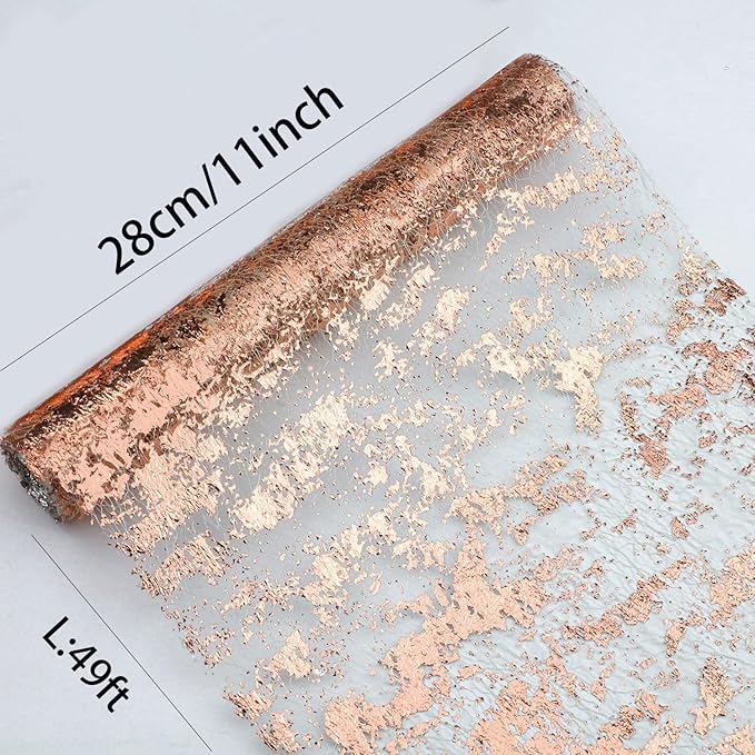 Snowkingdom Rose Gold Table Runner 11 Inch x 49 Feet Glitter Sequin