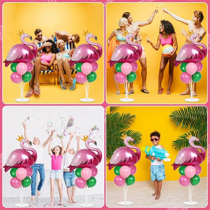 Tropical Flamingo Party Balloons Stand Kit 2 Sets With 2 Flamingo