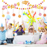 Daisy Groovy Party Decoration Boho Happy Birthday Banner Hanging