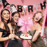 Threan Bow Piñata Bow Party Piñata with Bat Stick Blindfold Mask Pink