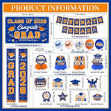 Graduation Decorations 2026 Blue and Orange Graduation Party Decor