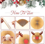 Christmas Hanging Paper Fans Decoration Red White Xmas Snowman Party