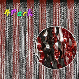 4 Pack Sparkle Red and Black Fringe Curtain - 3.3x6.6 Feet Tinsel