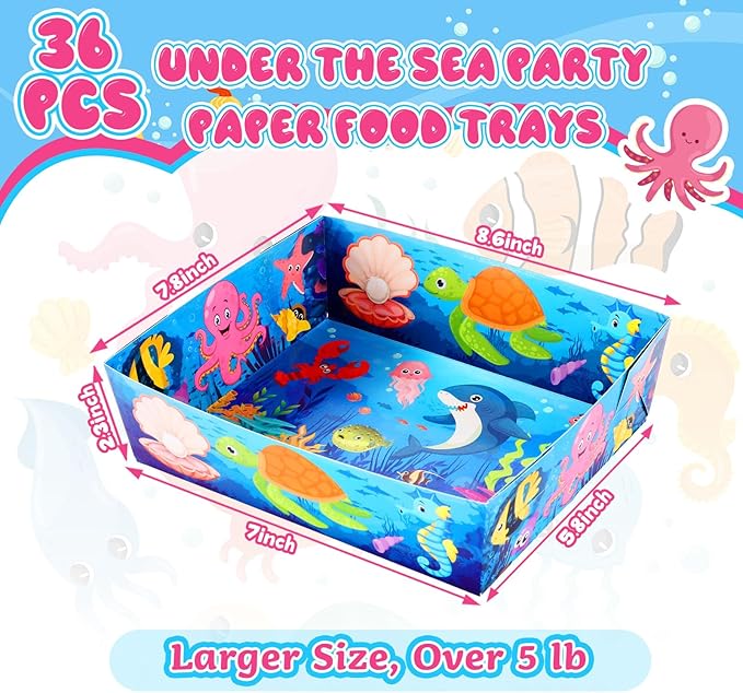 36 Pcs Under the Sea Theme Birthday Party Supplies 5 lb Large Paper