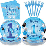 96Pcs Blue 1st Birthday Party Decorations Mr Onederful Plates and