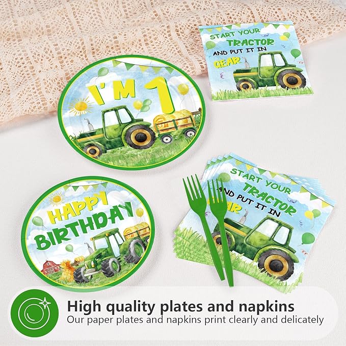 96Pcs Tractor 1st Birthday Party Decorations for Boys Farm Tractor