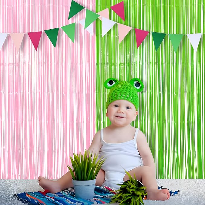 BRAVESHINE Party Streamers Backdrop - 2 Pack 3.2ft X 8.2ft Tinsel