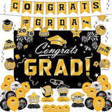 Graduation Decorations 2026 Set - Gold Themed Congrats Grad Banner,