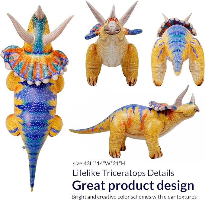 43 L Inflatable Dinosaur Toys Jurassic Birthday Party Supplies Blow