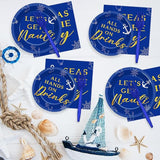 96 Pcs Nautical Bachelorette Party Plates and Napkins for Let's Get