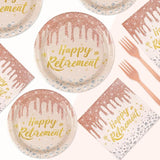 96 Pcs Rose Gold Retirement Party Supplies Pink Happy Retirement