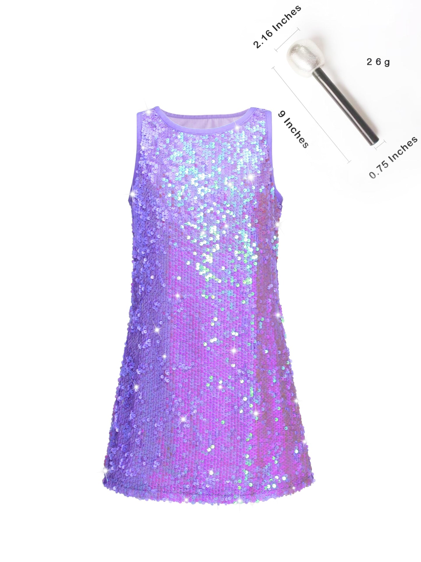 Sinkawa Jackets Girls Sequin Dress Sparkly Sleeveless Costume Prom