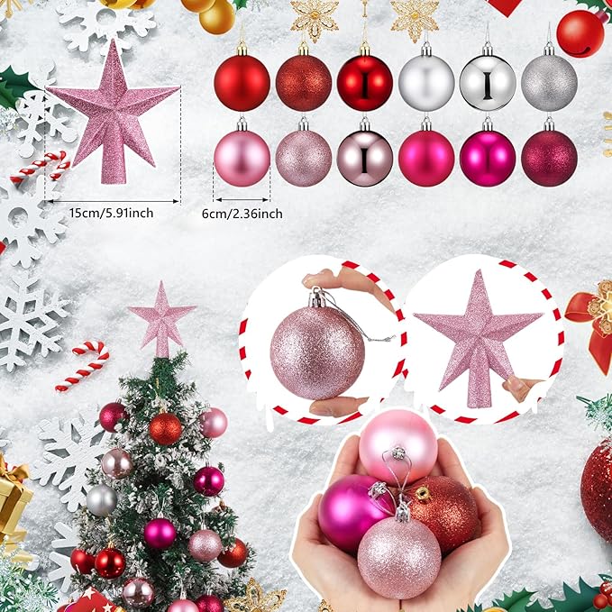 RoundFunny 25 Pcs Mini Valentine's Balls Ornaments Set Valentine's