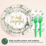 96Pcs Happy Engagement Party Decorations Watercolor Eucalyptus