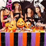 6 Pack Halloween Table Skirt Decorations Orange Purple and Black