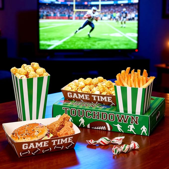 108 Pcs 36 Sets Football Movie Night Snack Trays Popcorn Boxes