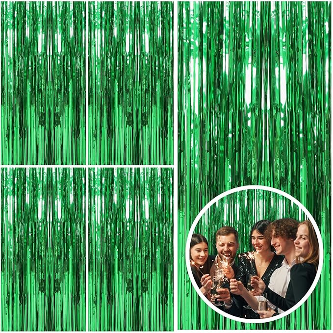 10 Pack Green Streamers Backdrop Jungle Party Decorations Foil