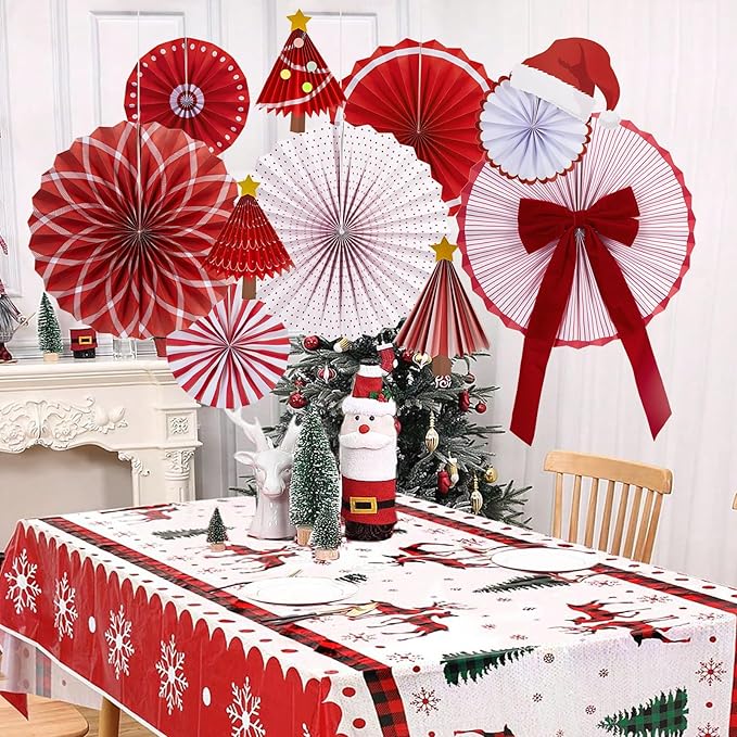 Christmas Paper Fan Decorations Christmas Decorations Classroom Red