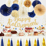 Roetyce Retirement Party Decorations Women Men, Blue Gold Happy