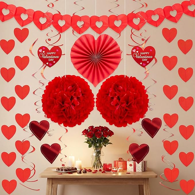 27 Pieces Valentines Day Swirl String Cutout Decoration Kit with