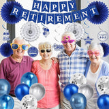 Holkcog Blue Retirement Party Decorations for Women, Silver Blue