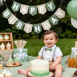 Felt Green Khaki Happy Birthday Banner Pastel Wild One Birthday