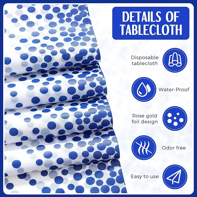 Breling 24 Pack Royal Blue Disposable Plastic Tablecloths and Satin