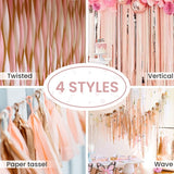 PartyWoo Rose Gold Crepe Paper Streamers 6pcs 492ft Pack of Metallic