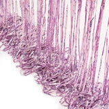 BRAVESHINE Pink Blue Tinsel Foil Fringe Curtains - 2Pcs 3.2x8.2ft